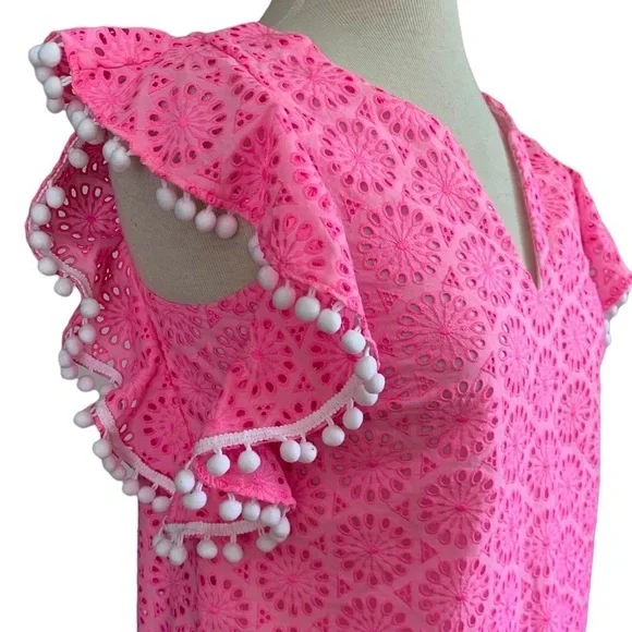 LILLY PULITZER XXS dress Astara in Prosecco Pink Neon Geo Eyelet - Picture 1 of 16